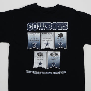 Vintage Black Cowboys Five Time Super Bowl Champion Tee (M) | Rebalance Vintage.