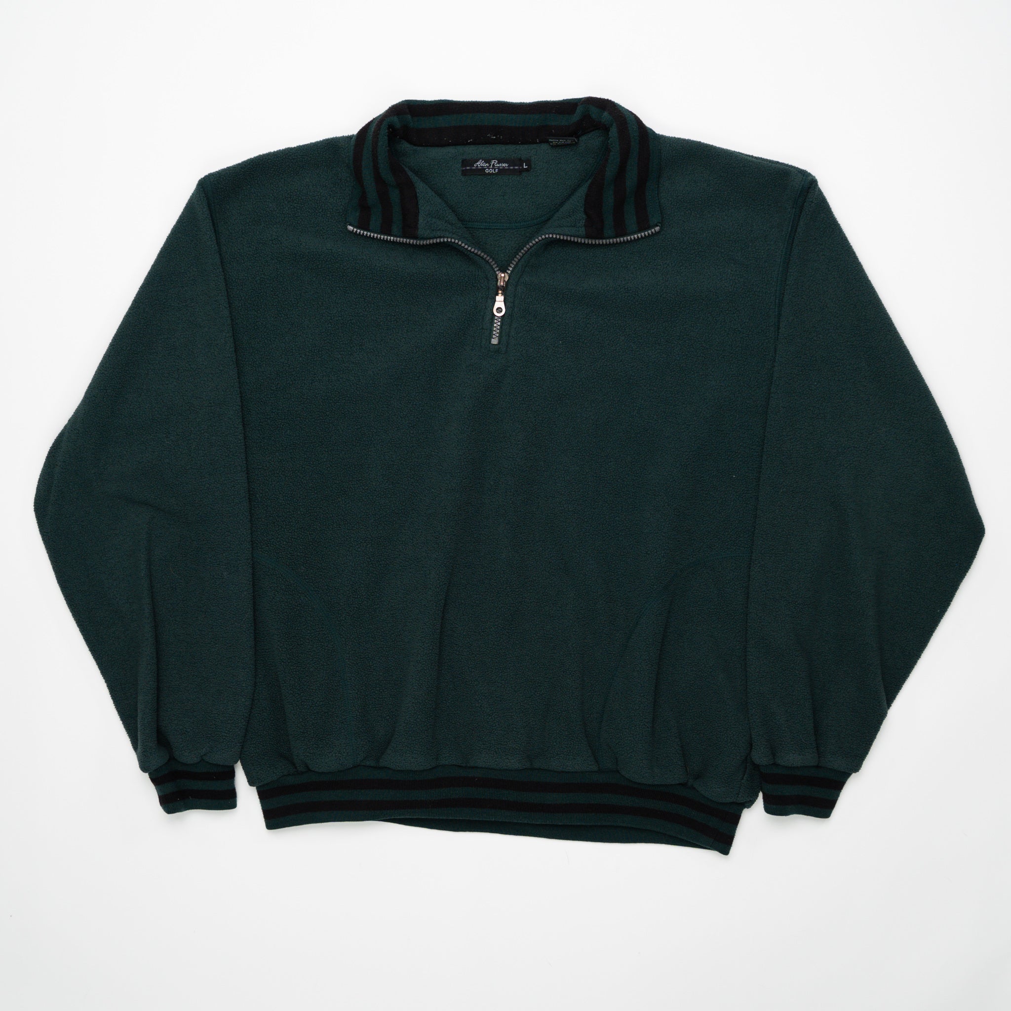 Vintage Green + Black 1/4 Zip Fleece Sweater (L) | Rebalance Vintage.