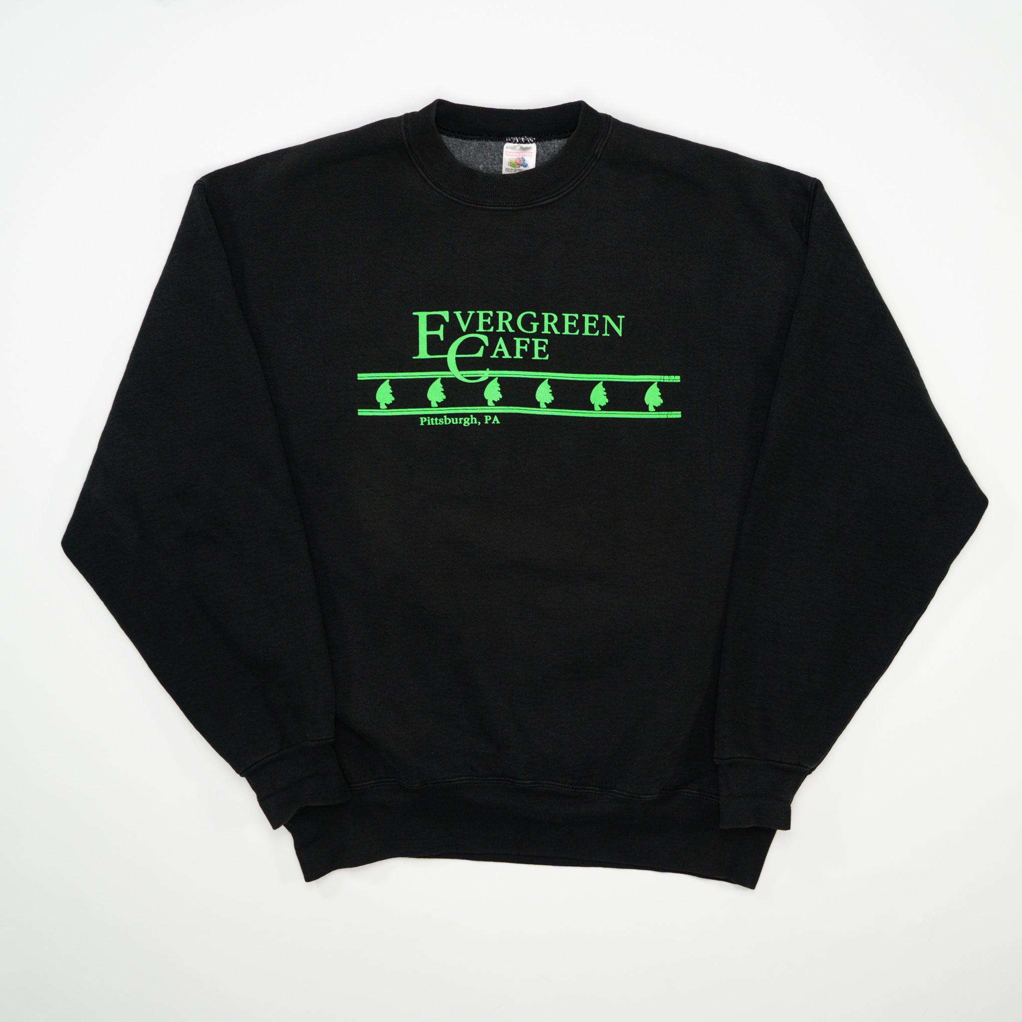Vintage 90s Black Evergreen Cafe Crewneck (L)