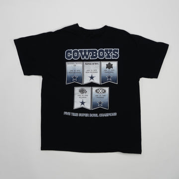 Vintage Black Cowboys Five Time Super Bowl Champion Tee (M) | Rebalance Vintage.