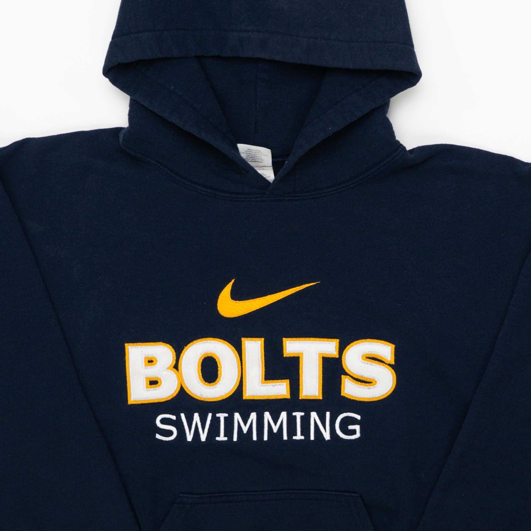 Vintage Navy Nike Mid Check x Bolts Swimming Hoodie (S) | Rebalance Vintage.