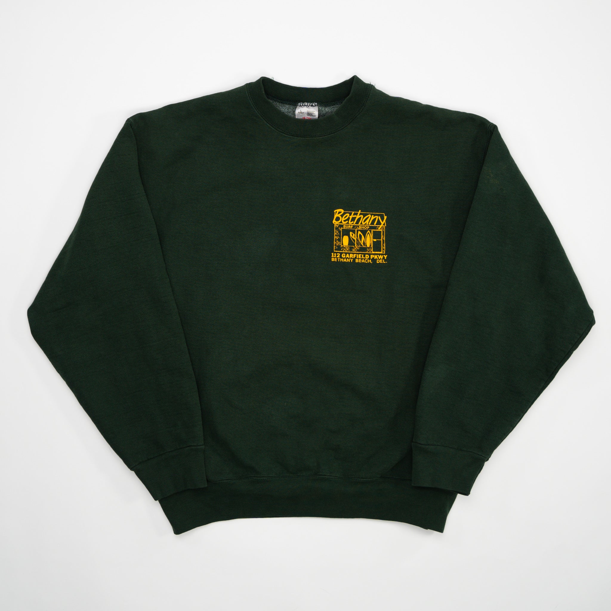 Vintage 90s Green Bethany Surf Shop Crewneck (M) | Rebalance Vintage.