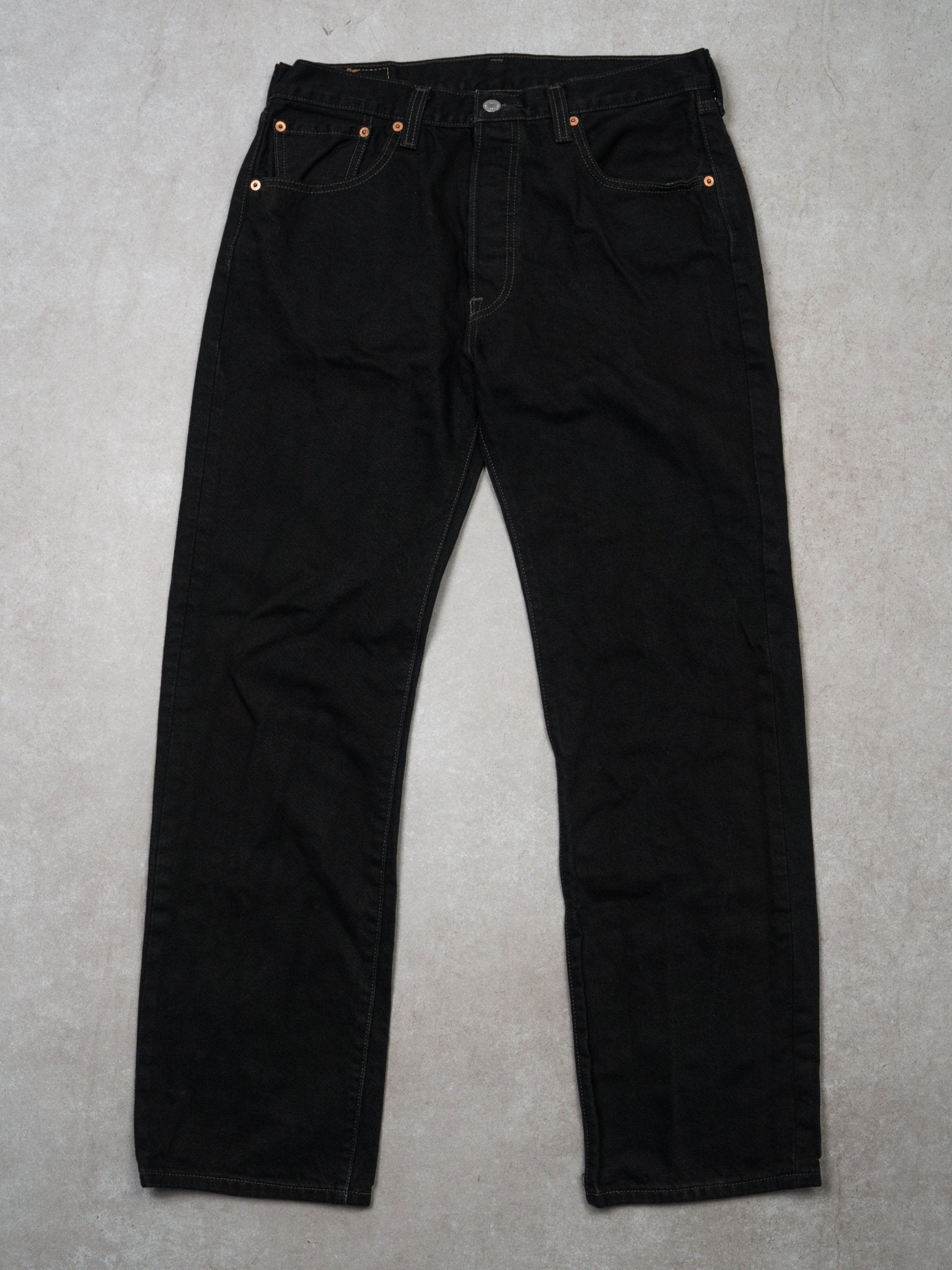 Vintage Dark Black 501 Levi Jeans (34 x 32)