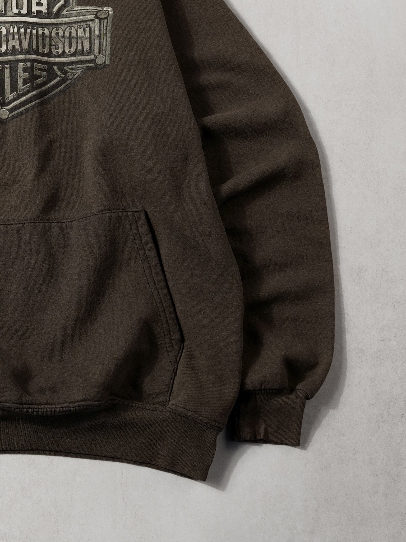 Vintage 90s Washed Brown Harley Davidson C & S MT. Pleasant MI Hoodie (M)