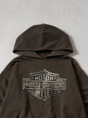 Vintage 90s Washed Brown Harley Davidson C & S MT. Pleasant MI Hoodie (M)