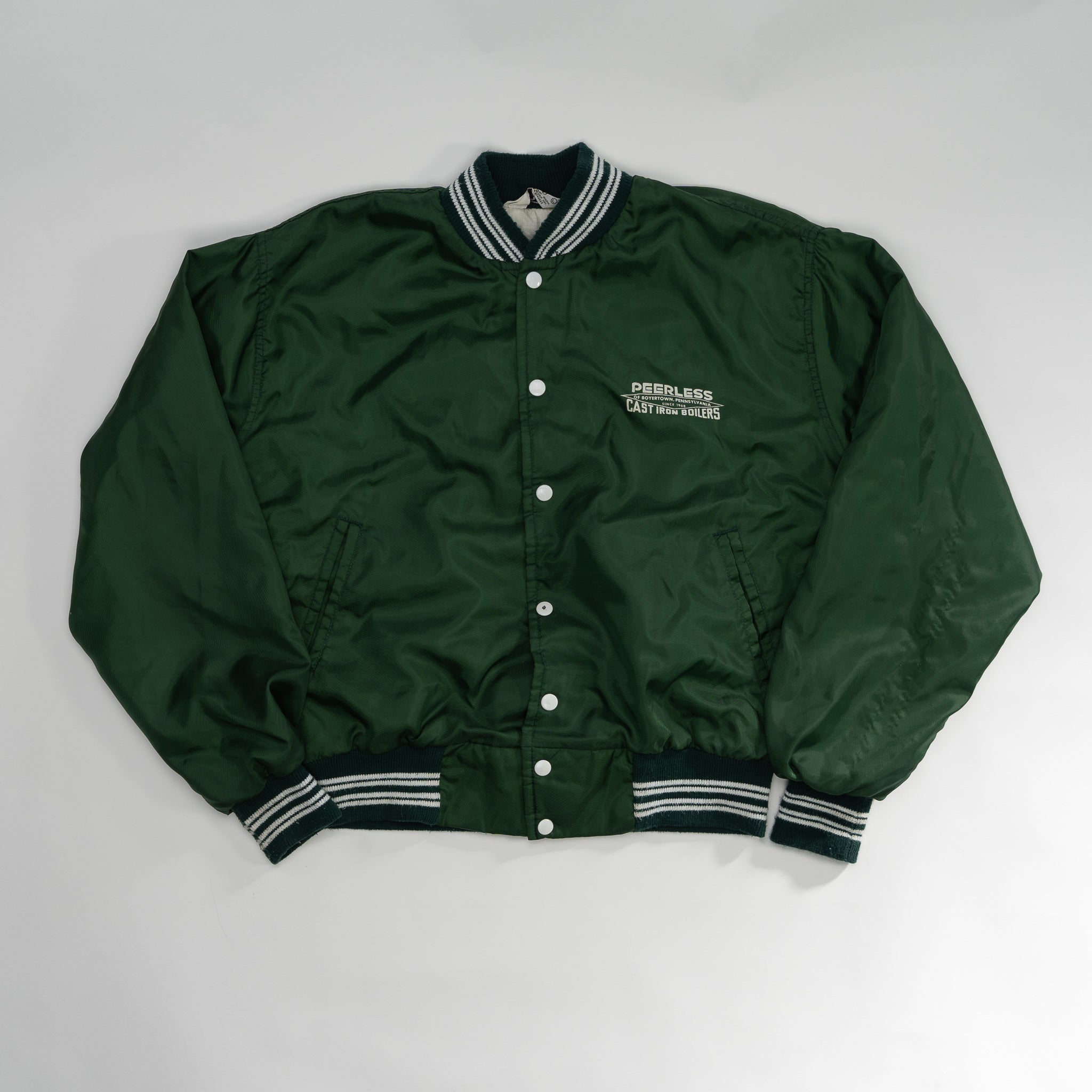 Vintage 80s Green Peerless Satin Bomber Jacket (M/L) | Rebalance Vintage.