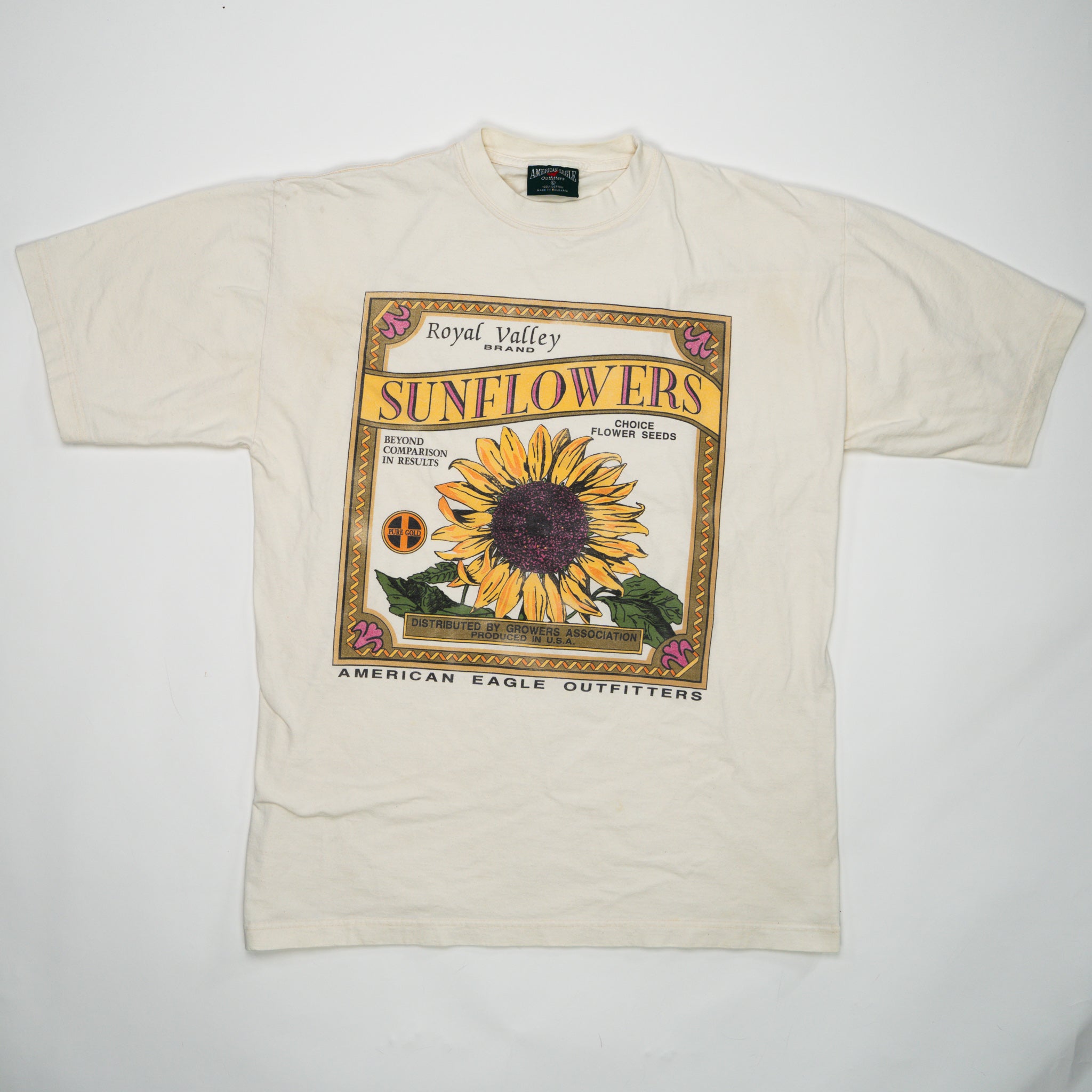 Vintge 90s Royal Valley Sun Flowers AEO Tee (M/L) | Rebalance Vintage.