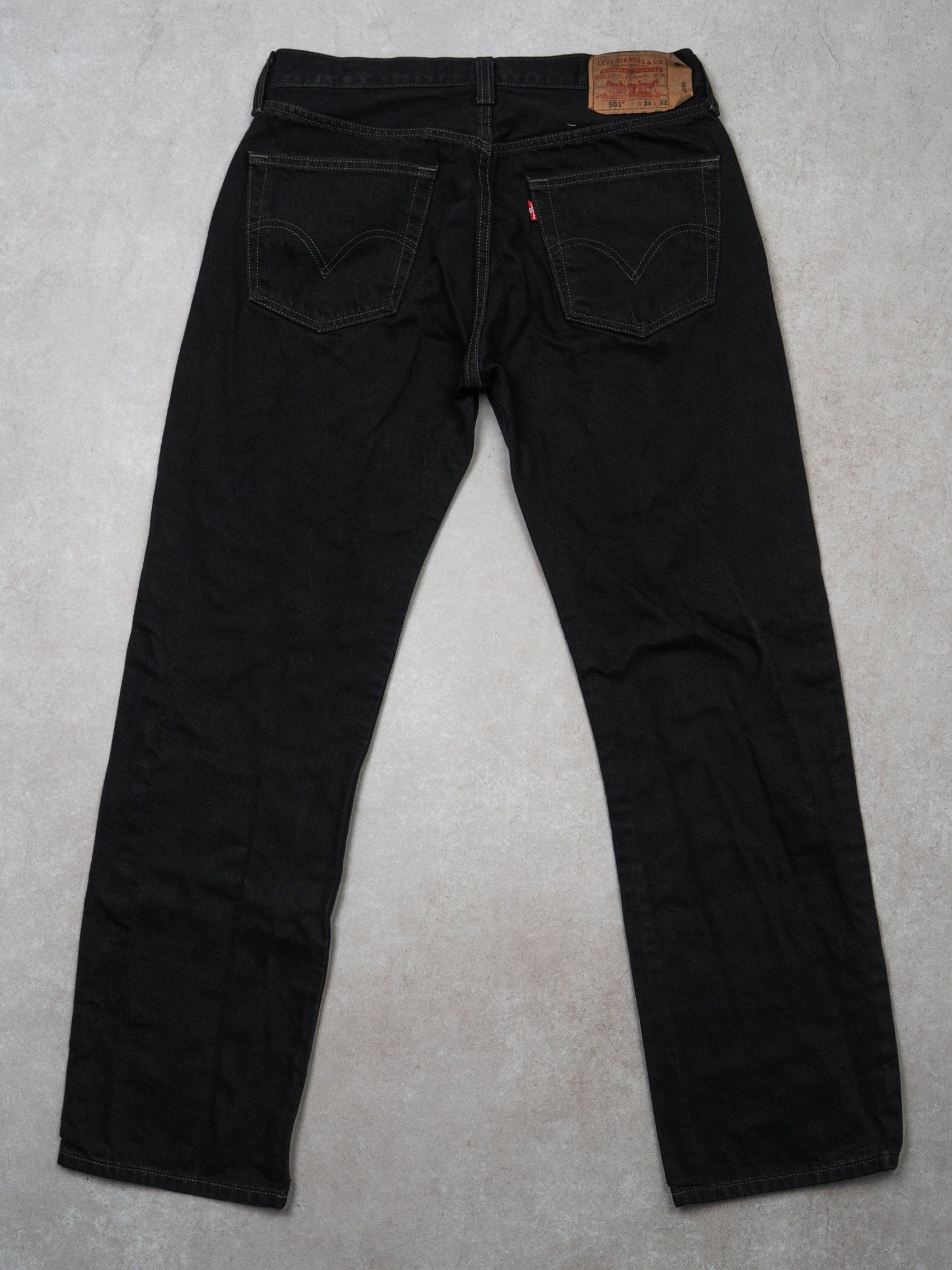 Vintage Dark Black 501 Levi Jeans (34 x 32)