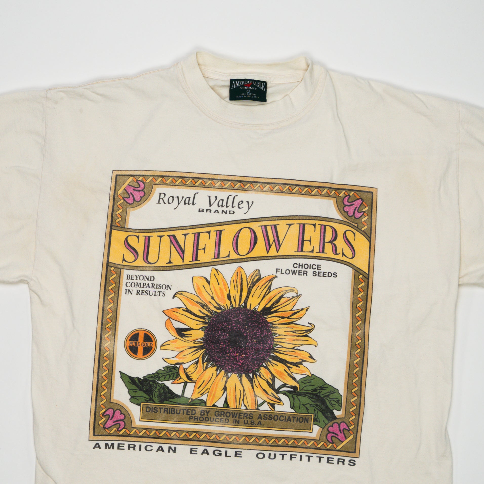 Vintge 90s Royal Valley Sun Flowers AEO Tee (M/L) | Rebalance Vintage.