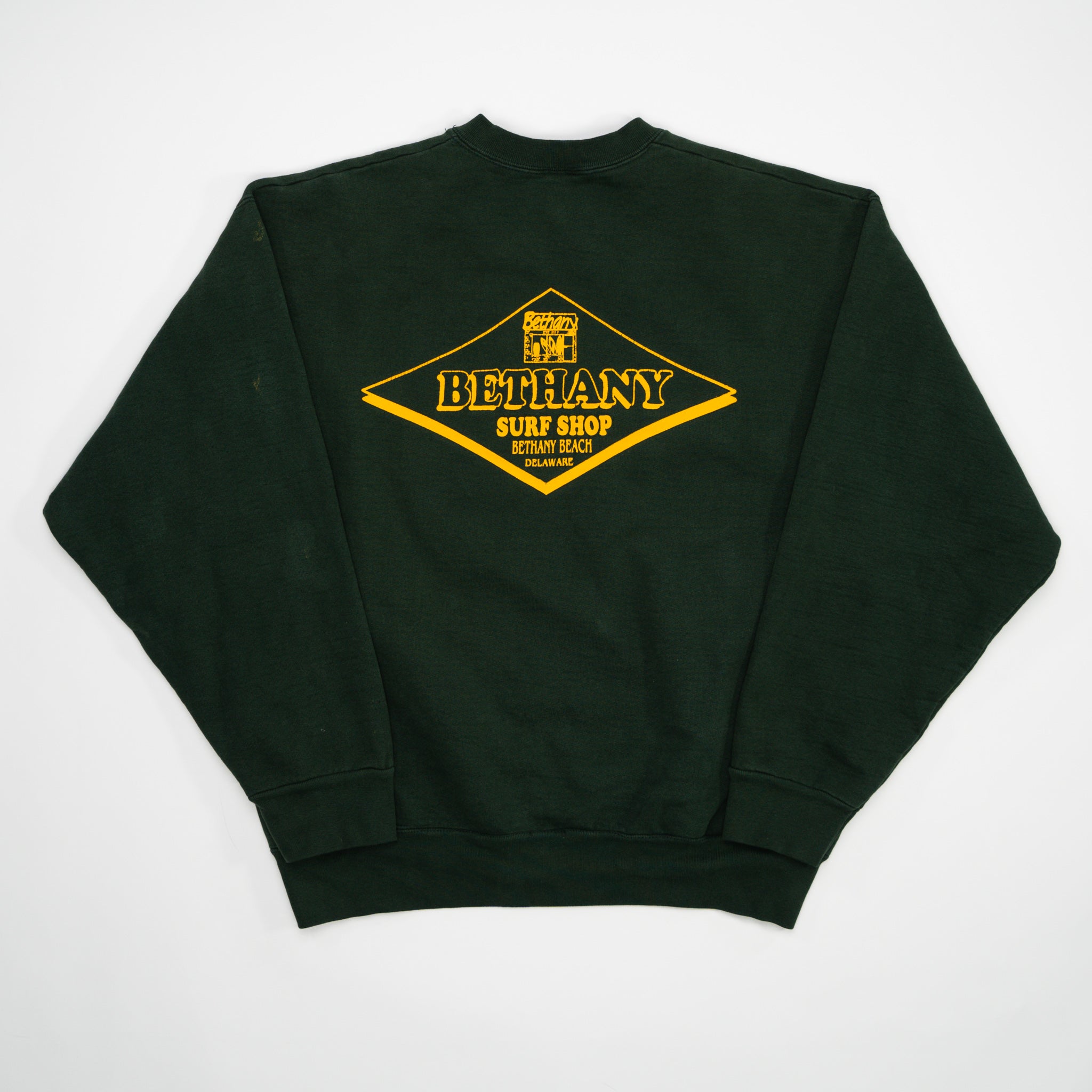 Vintage 90s Green Bethany Surf Shop Crewneck (M) | Rebalance Vintage.