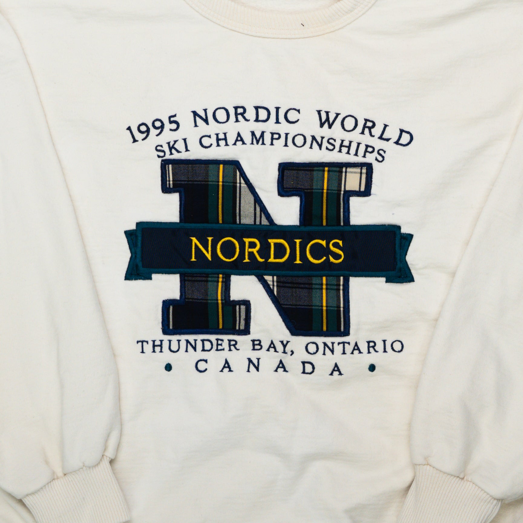 Vintage Cream '95 Nordic World Ski Championship Crewneck (XL) | Rebalance Vintage.