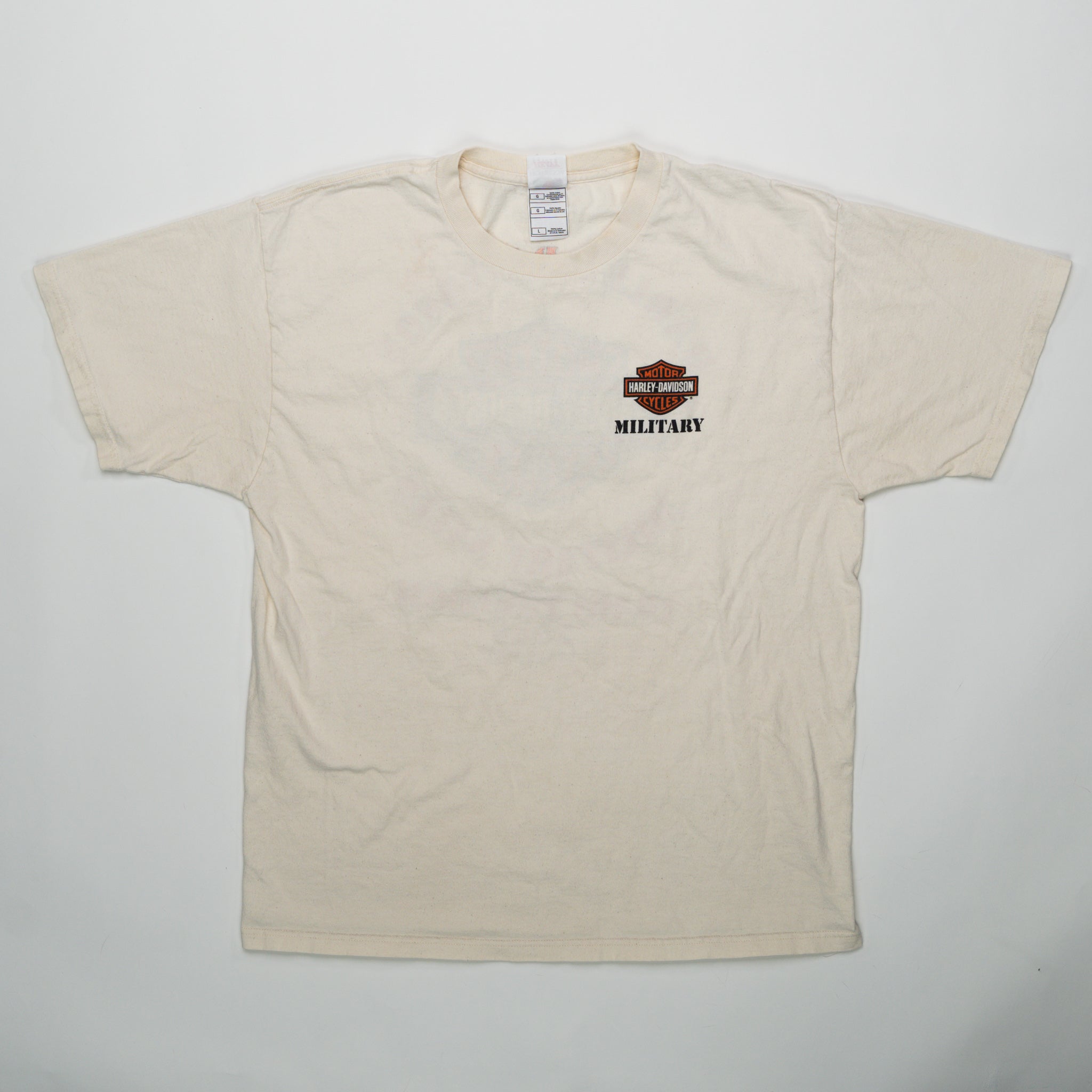 Vintage '05 Cream Harley Davidson Military Tee (M) | Rebalance Vintage.