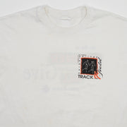 Vintage 90s White Spring Harbor Track + Field Single Stitch Tee (M)