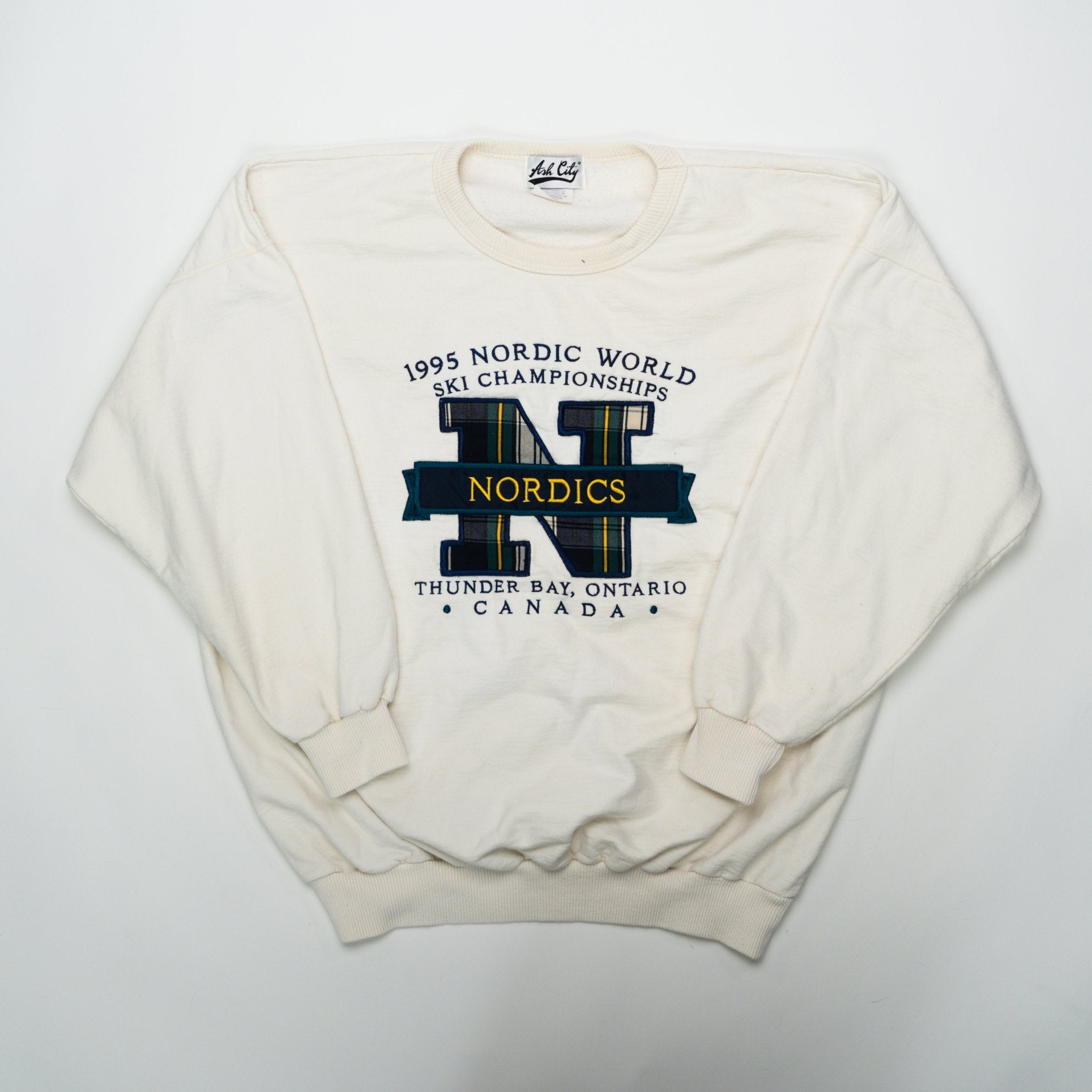Vintage Cream '95 Nordic World Ski Championship Crewneck (XL) | Rebalance Vintage.