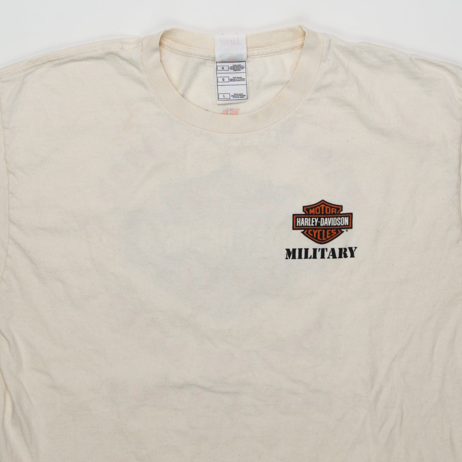 Vintage '05 Cream Harley Davidson Military Tee (M) | Rebalance Vintage.