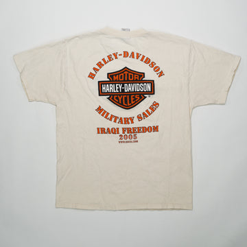 Vintage '05 Cream Harley Davidson Military Tee (M) | Rebalance Vintage.