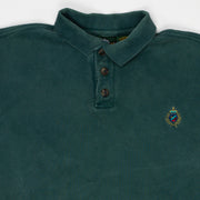 Vintage 90s Green Crest Embroirdered 1/4 Button Sweater