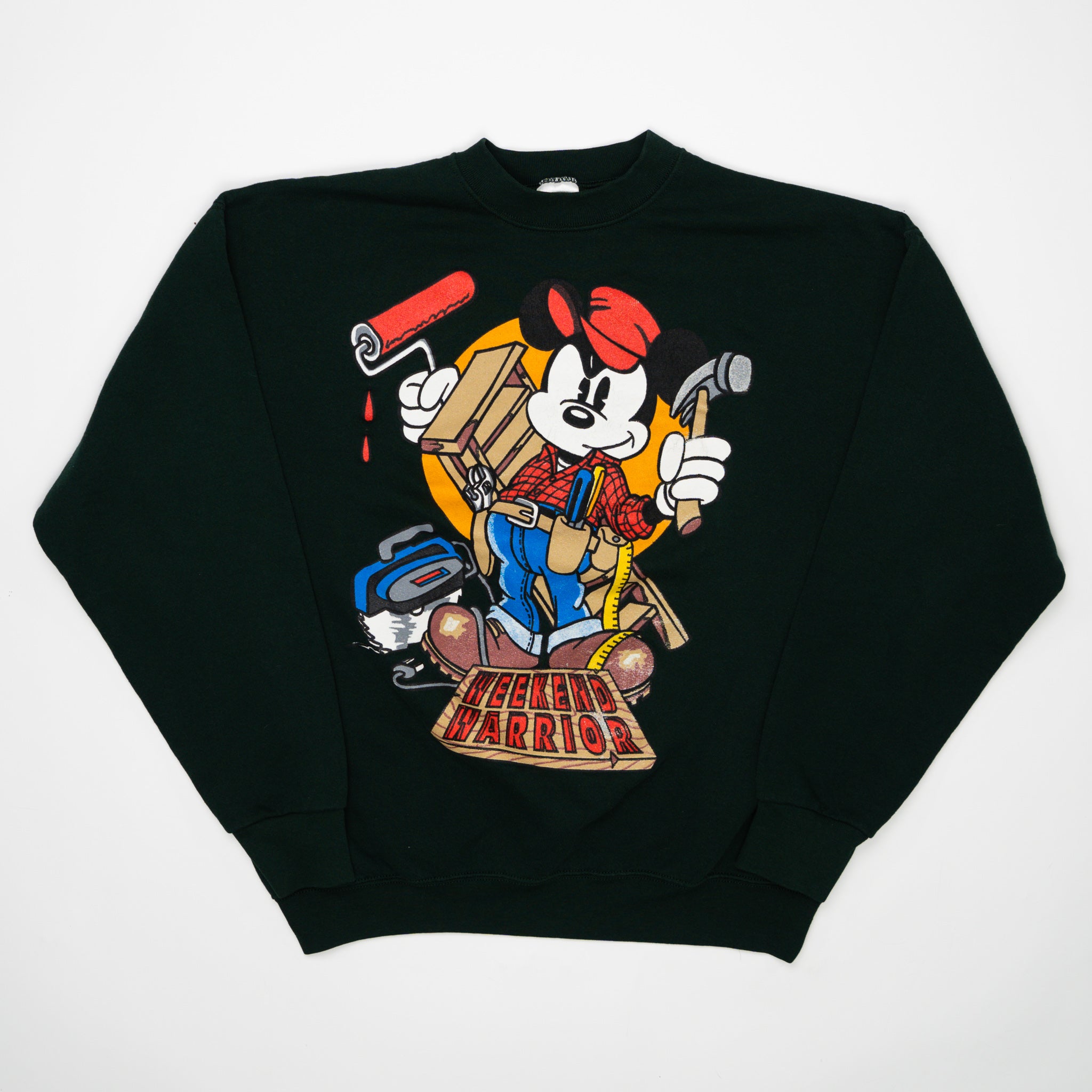 Vintage Green Mickey Mouse Weekend Warrior Crewneck (L) | Rebalance Vintage.