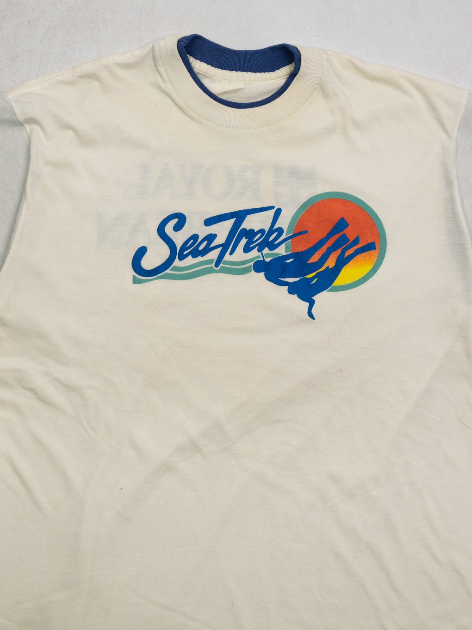Vintage 70s White + Blue SeaTrek Scuba Tee (L)