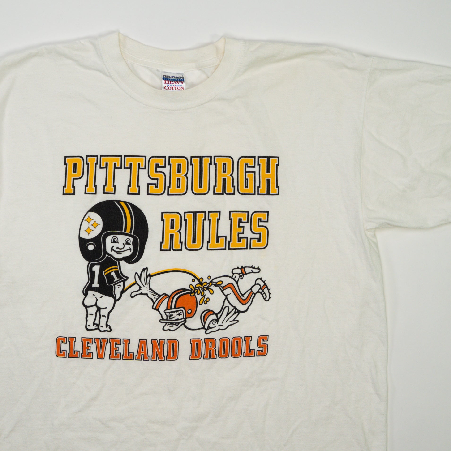 Vintage White Pittsburgh Rules Cleveland Drools Tee (L)