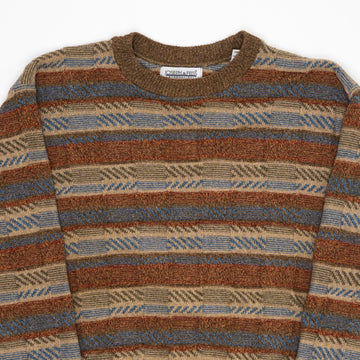 Vintage 80s Orange, Blue + Brown Knit Sweater (L) | Rebalance Vintage.