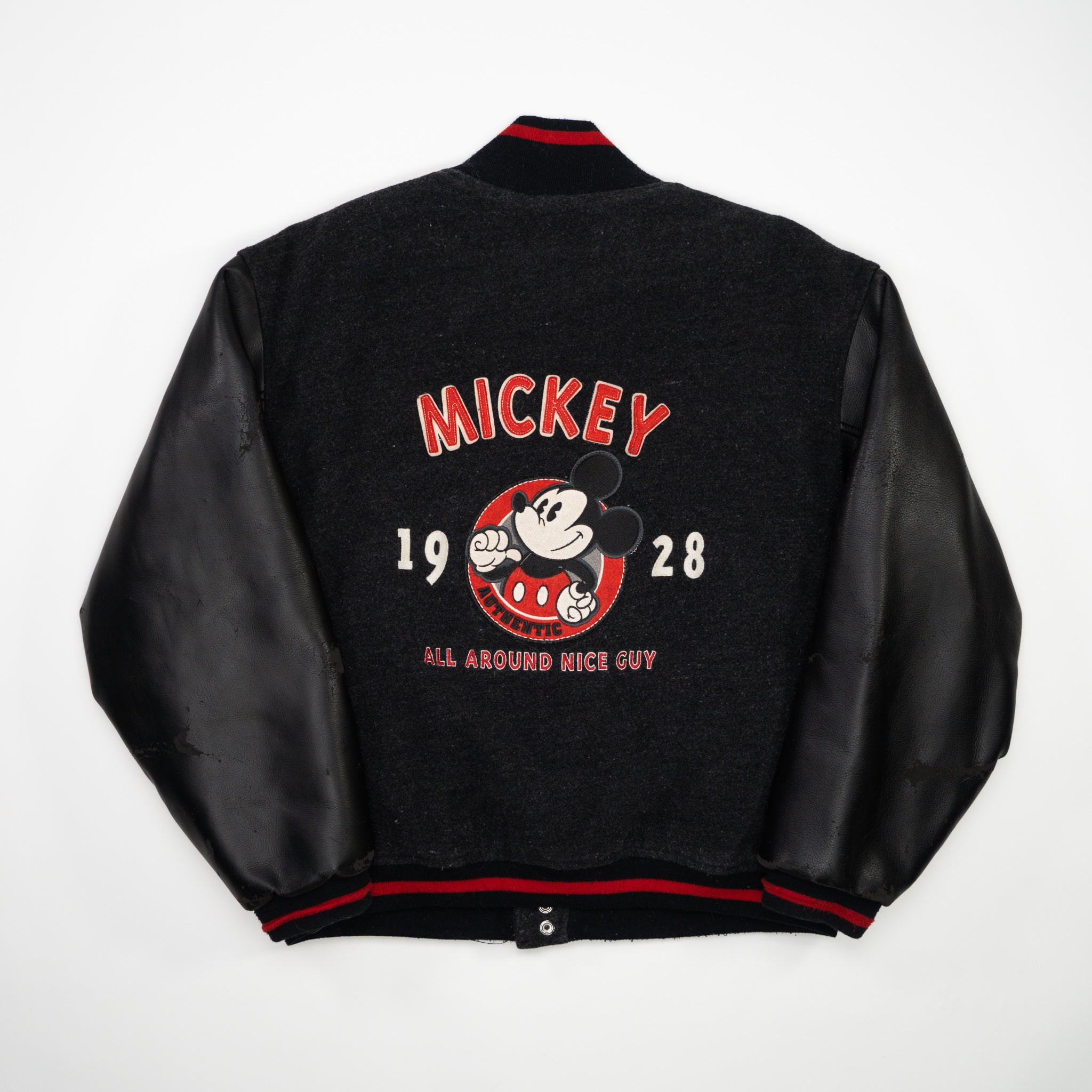 Vintage Grey + Red Mickey Mouse Varsity Jacket (L)