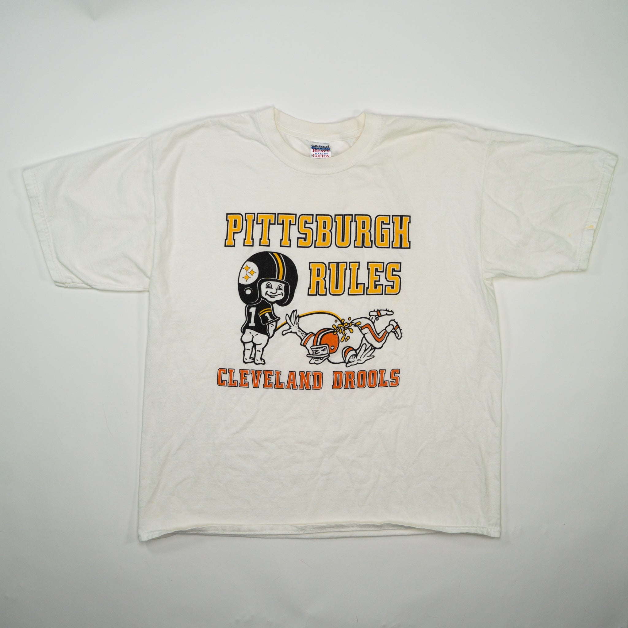 Vintage White Pittsburgh Rules Cleveland Drools Tee (L)