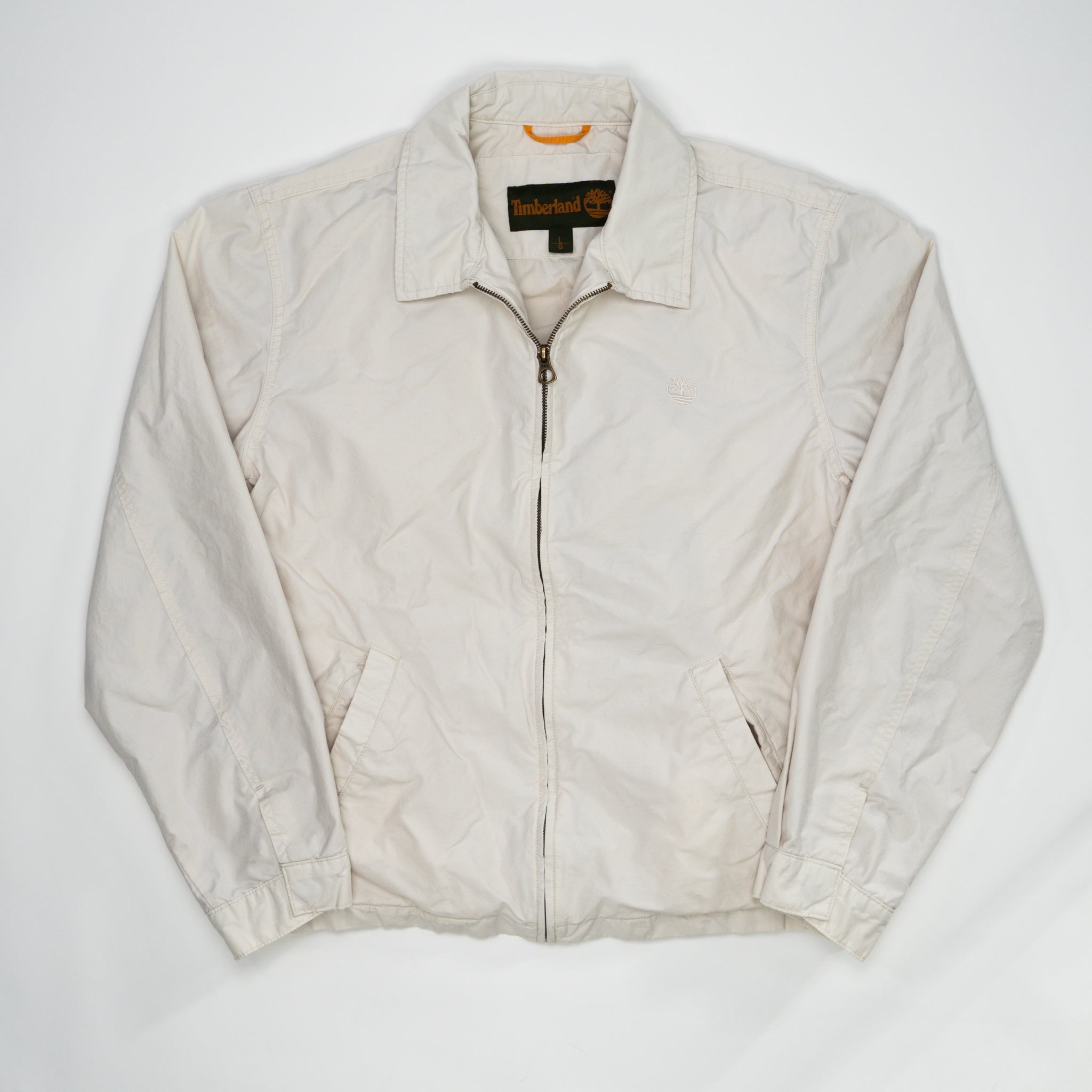 Vintage White Timberland Light Bomber Jacket (L) | Rebalance Vintage.