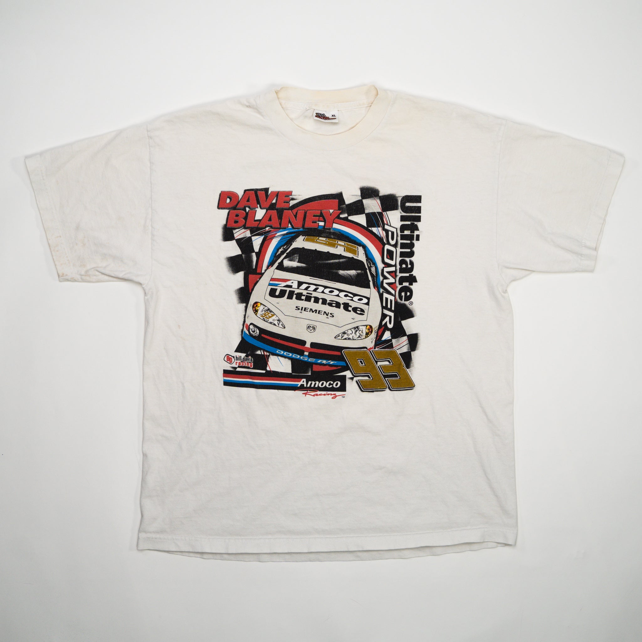 Vintage White Dave Blane 93 Racing Tee (M) | Rebalance Vintage.