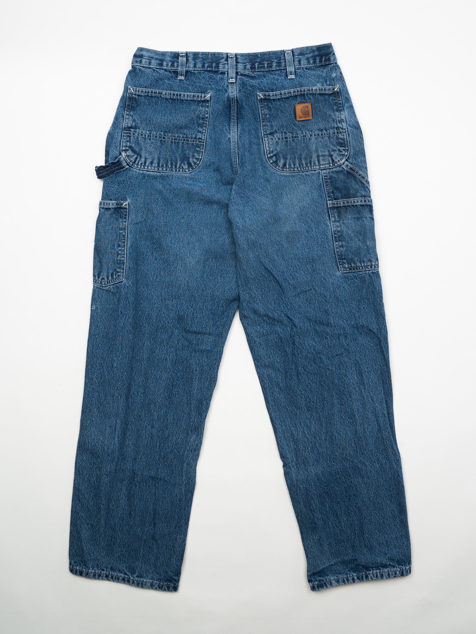 Vintage Dark Blue Carhartt Denim Cargo Pants w Rip (34 x 32)