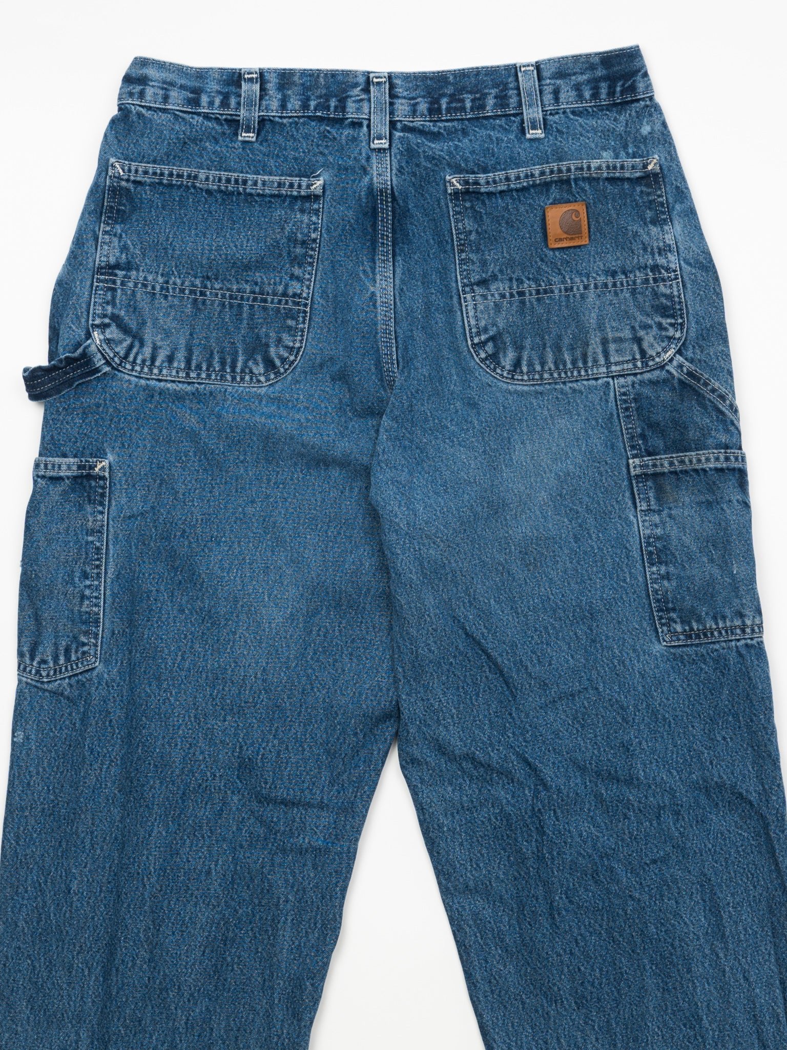 Vintage Dark Blue Carhartt Denim Cargo Pants w Rip (34 x 32)