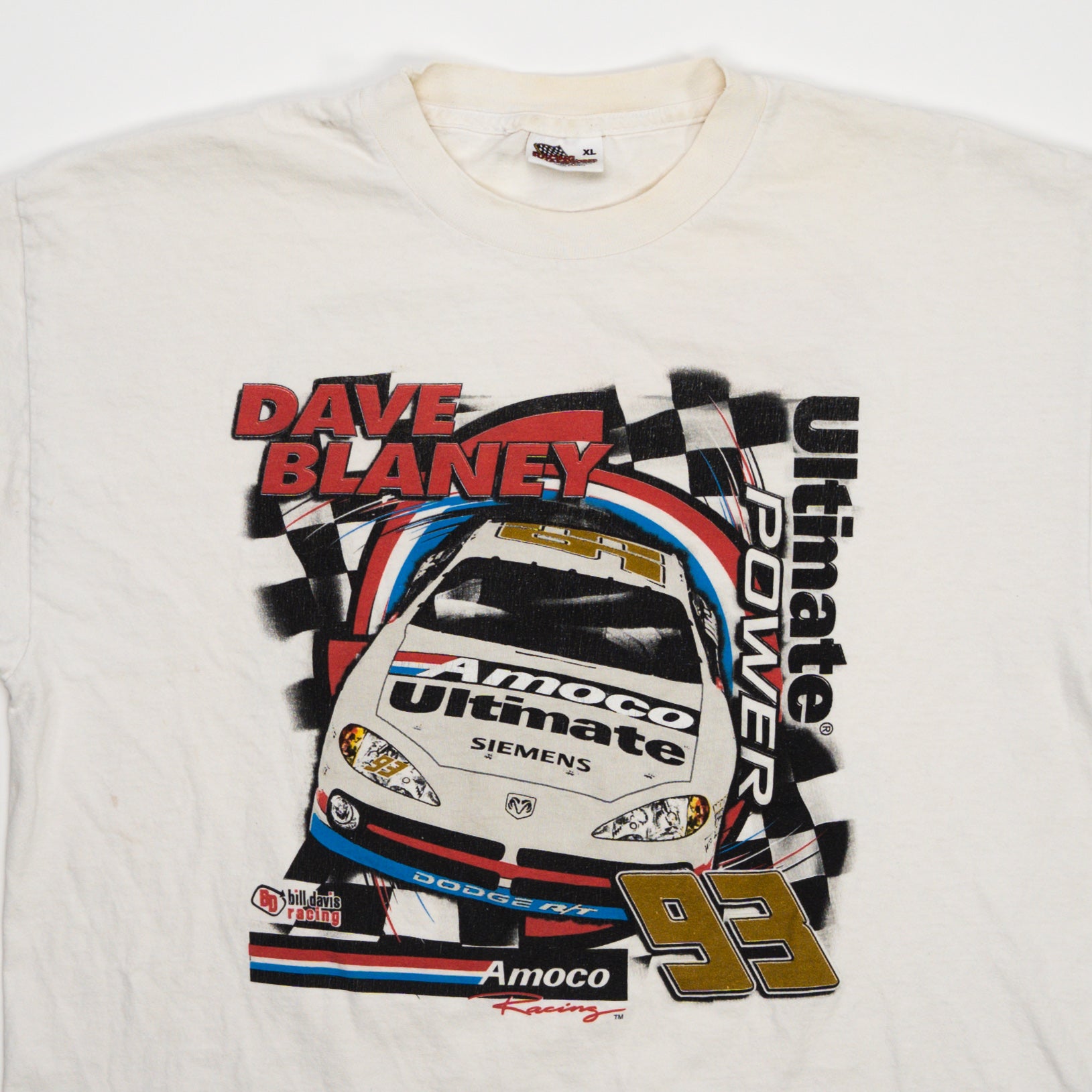Vintage White Dave Blane 93 Racing Tee (M) | Rebalance Vintage.