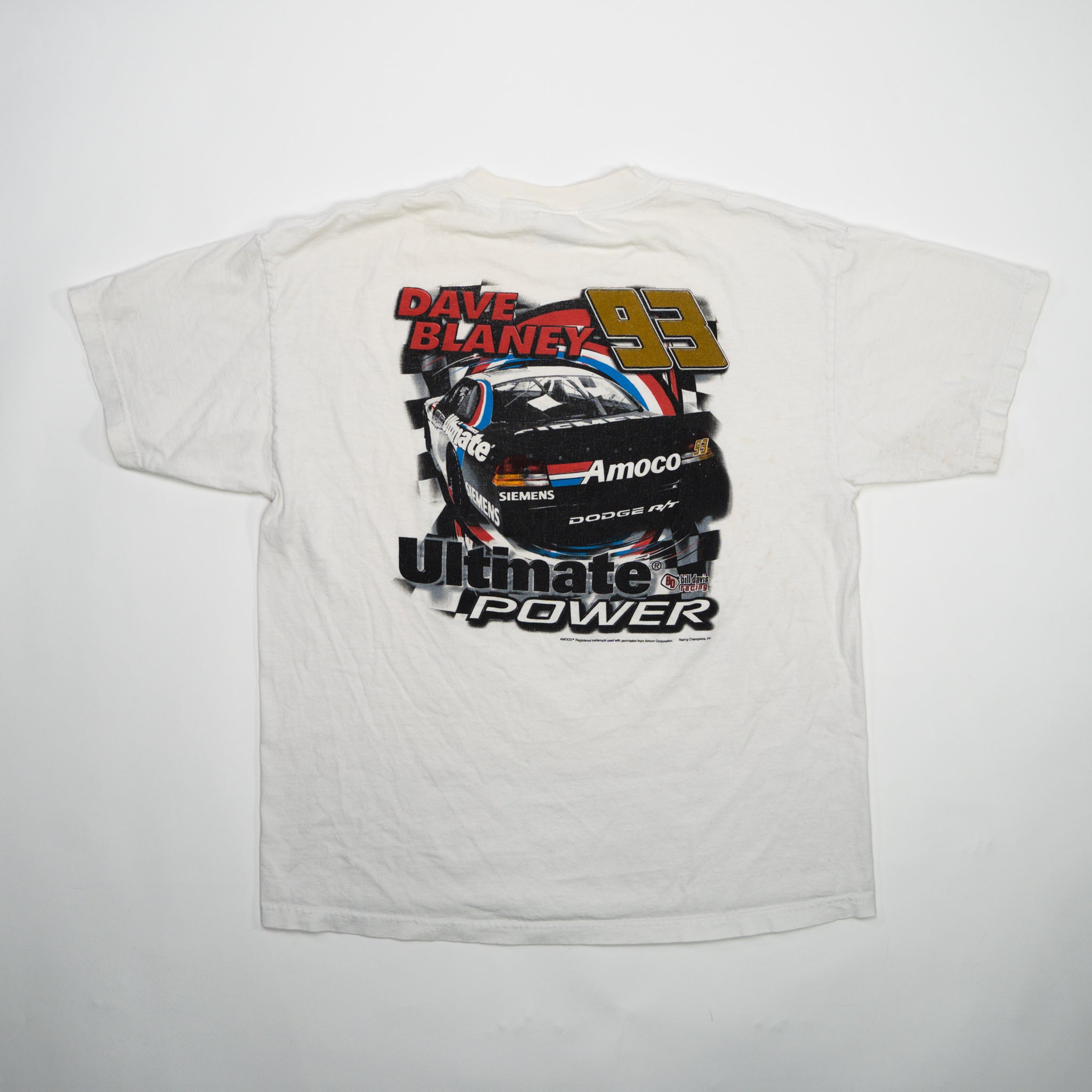 Vintage White Dave Blane 93 Racing Tee (M) | Rebalance Vintage.