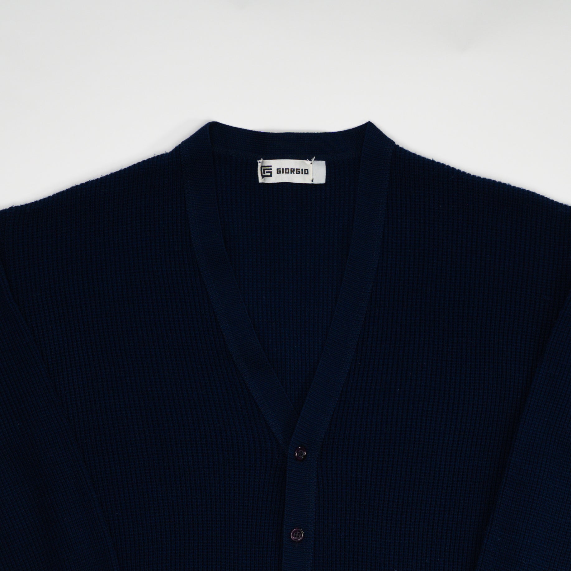 Vintage 80s Blue Giorgio Knit Cardigan (M) | Rebalance Vintage.
