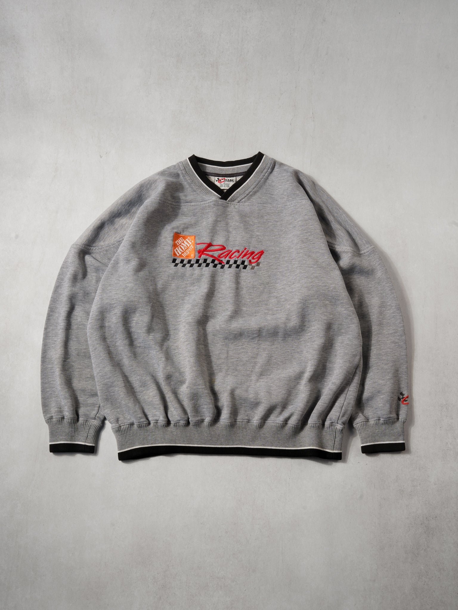 Vintage Y2K Grey Homedepot Racing Crewneck (L/XL)