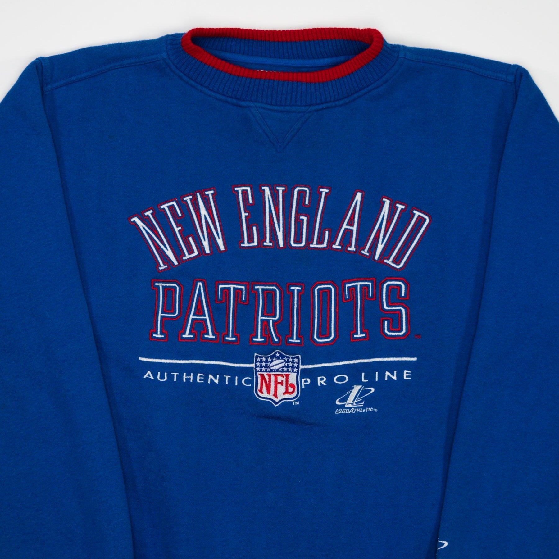 Vintage Blue + Red New England Patriots NFL Proline Crewneck (L)