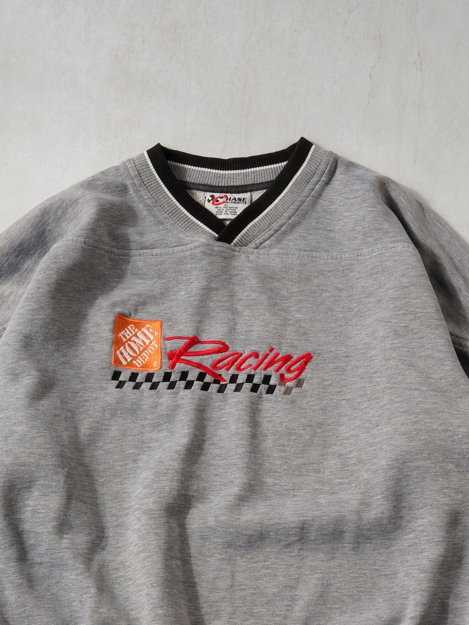 Vintage Y2K Grey Homedepot Racing Crewneck (L/XL)