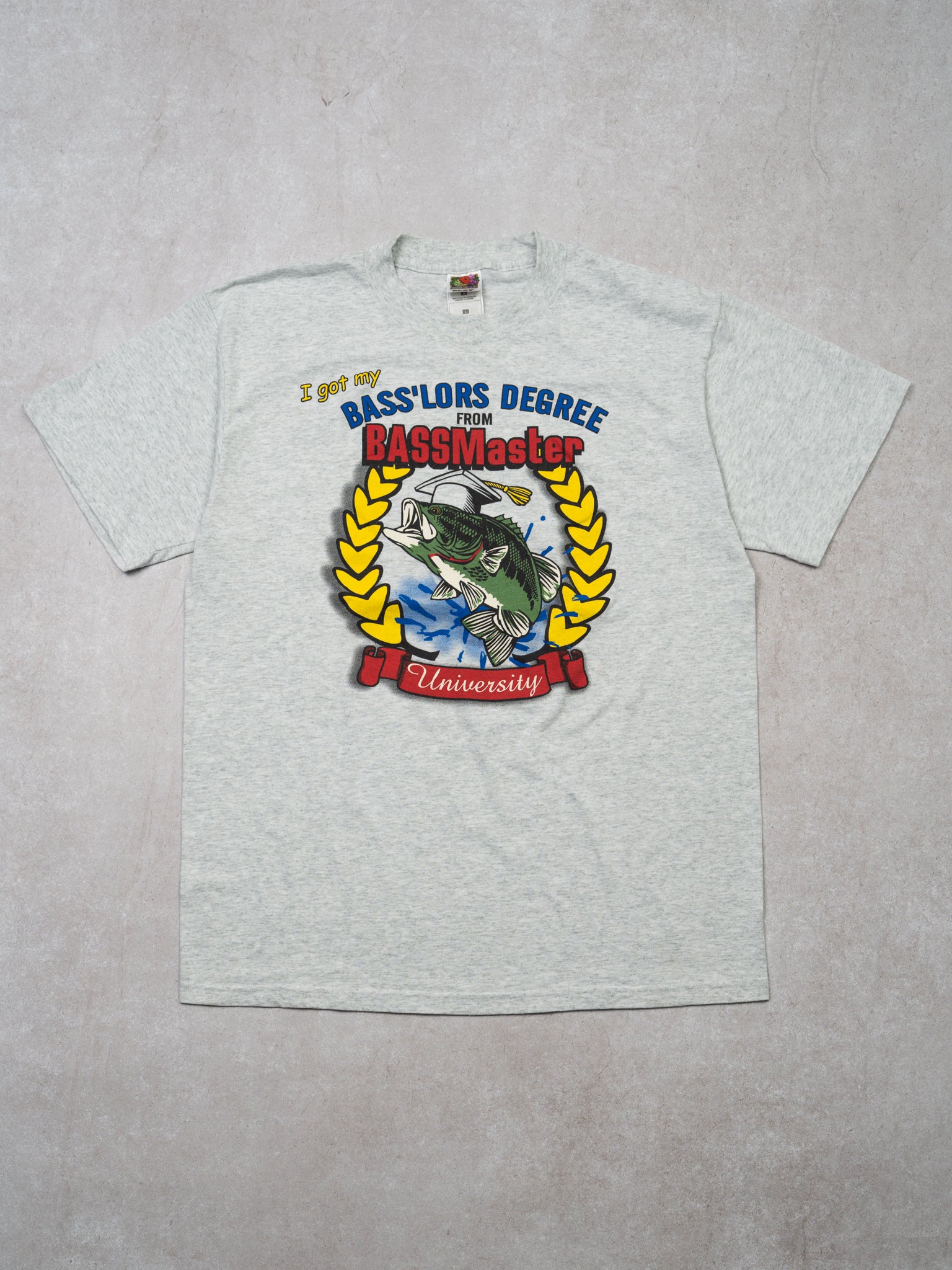 Vintage 90s Grey Bass Master University Fishing Tee (M)