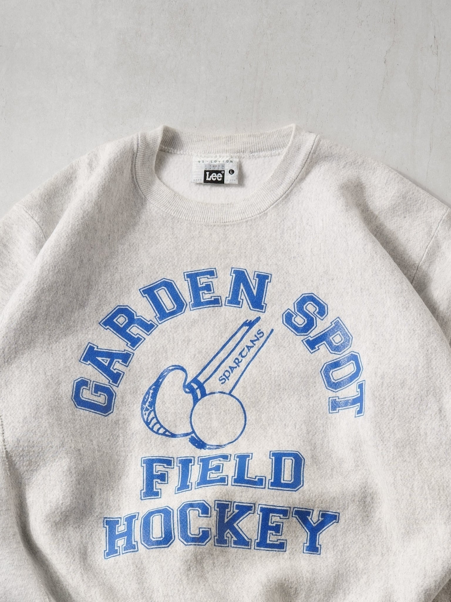 Vintage 90s Grey and Blue Spartans Field Hockey Lee's Crewneck (L)
