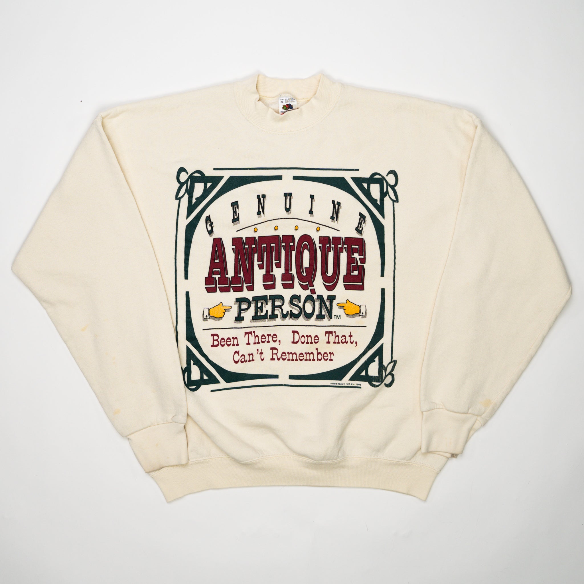 Vintage '92 Geniune Antique Person Crewneck (L) | Rebalance Vintage.