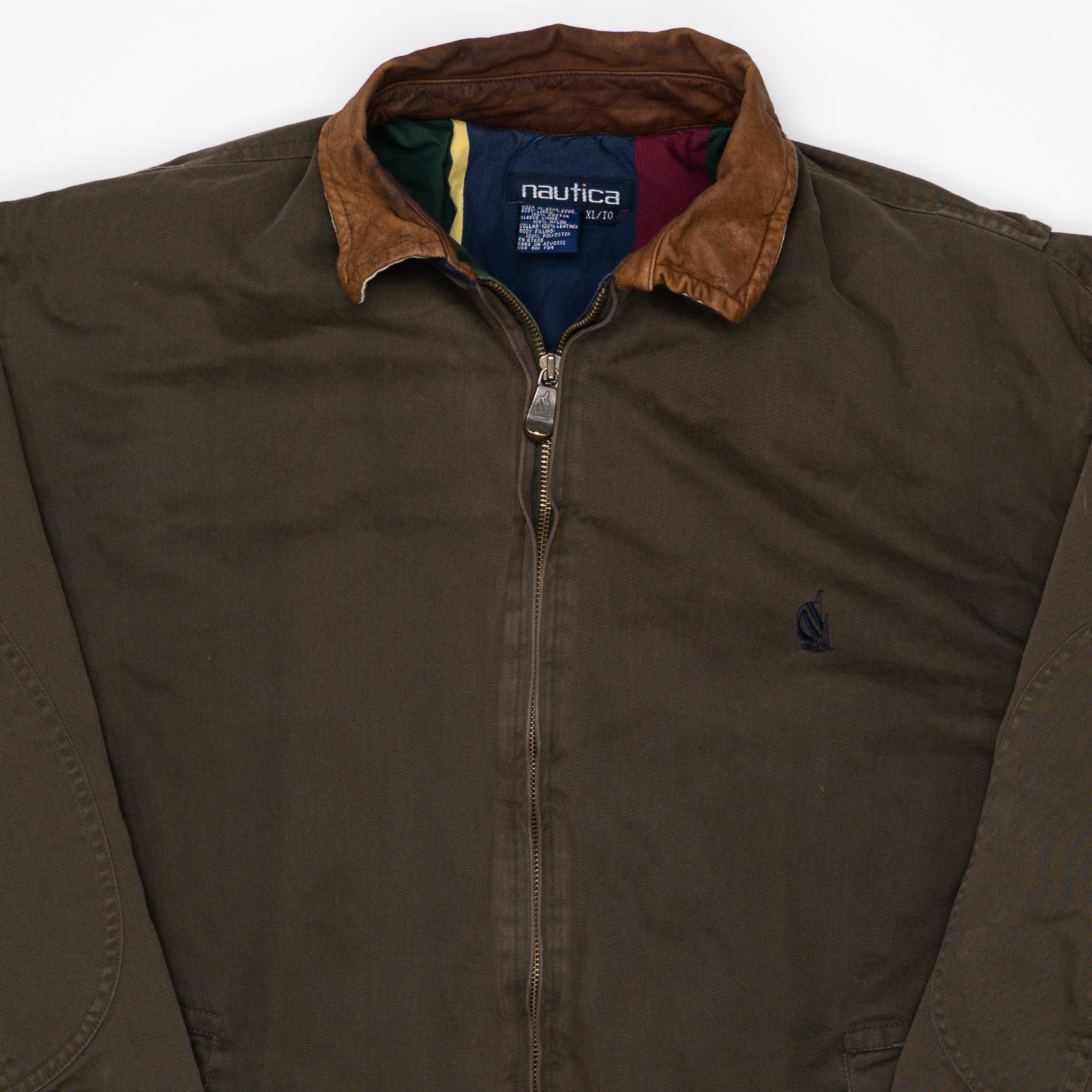 Vintage 90s Brown Nautica Collared Jacket (XL) | Rebalance Vintage.