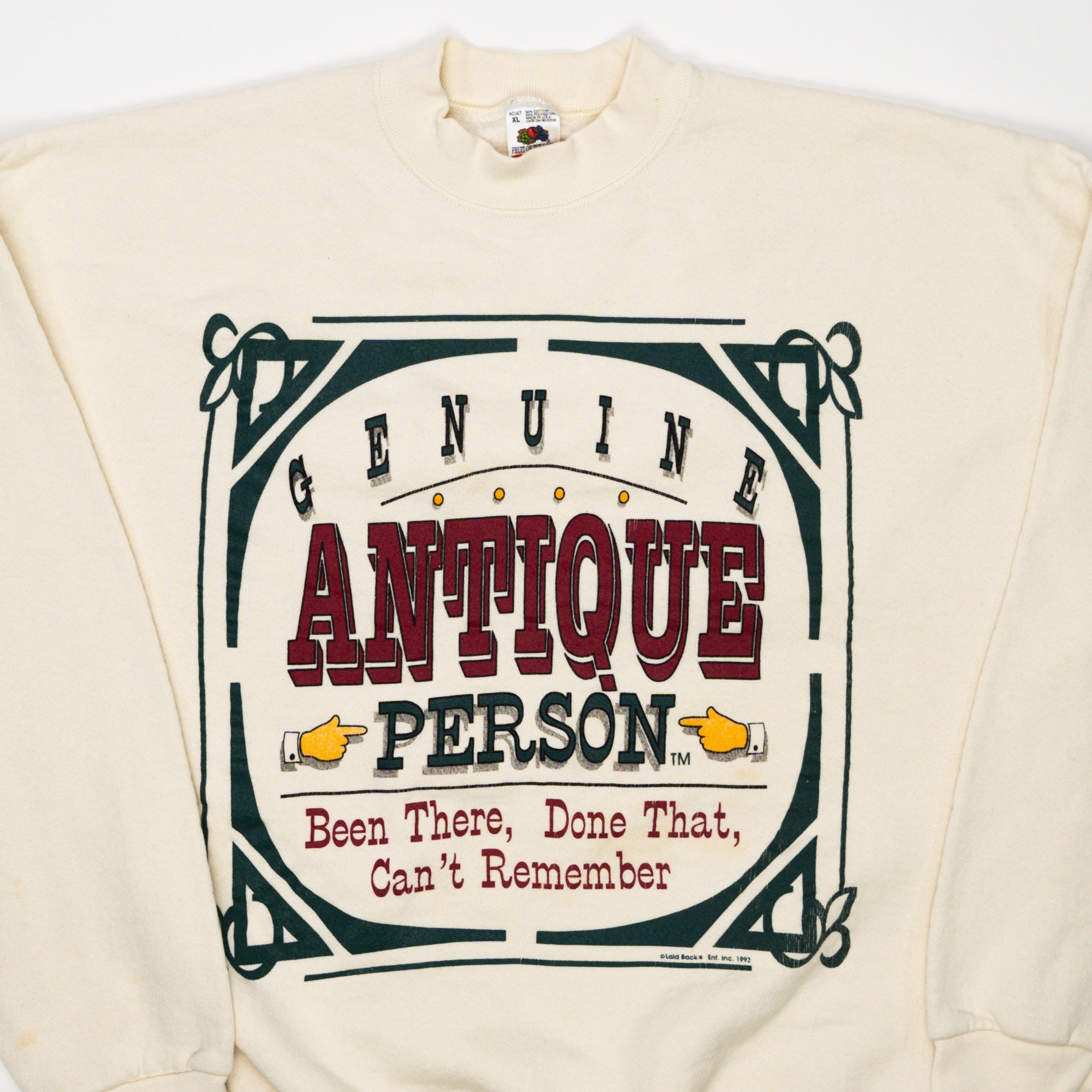 Vintage '92 Geniune Antique Person Crewneck (L) | Rebalance Vintage.