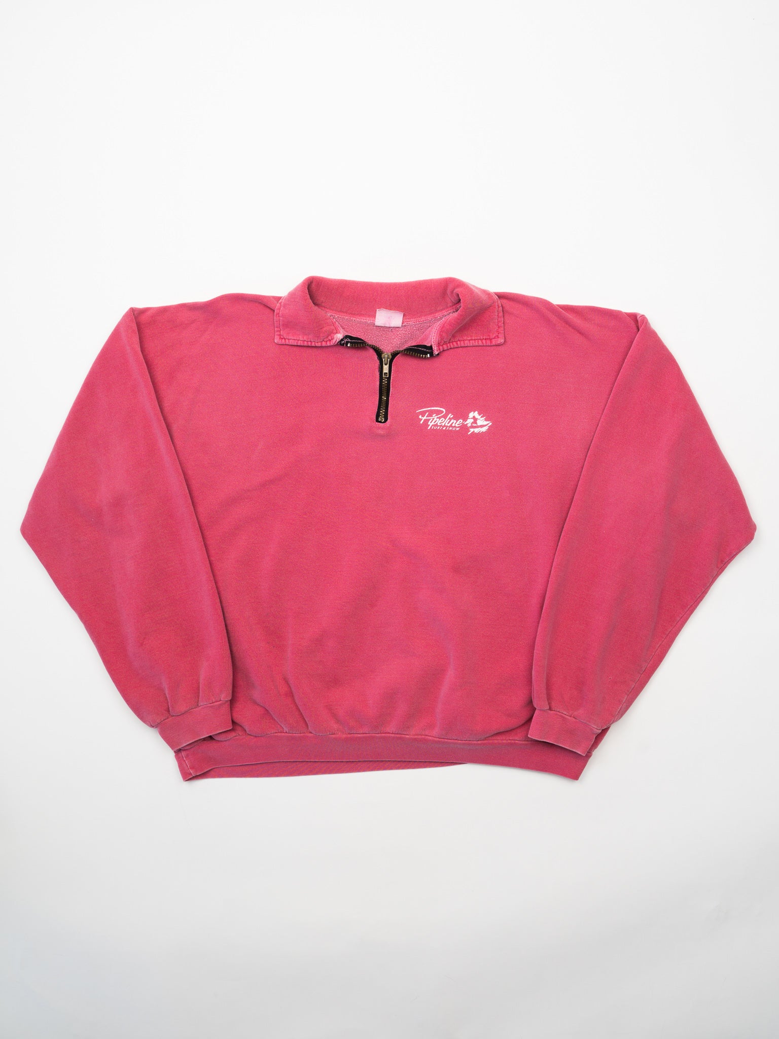 Vintage 90s Washed Pink Pipeline Surf + Snow 1/4 Zip Sweater (L)