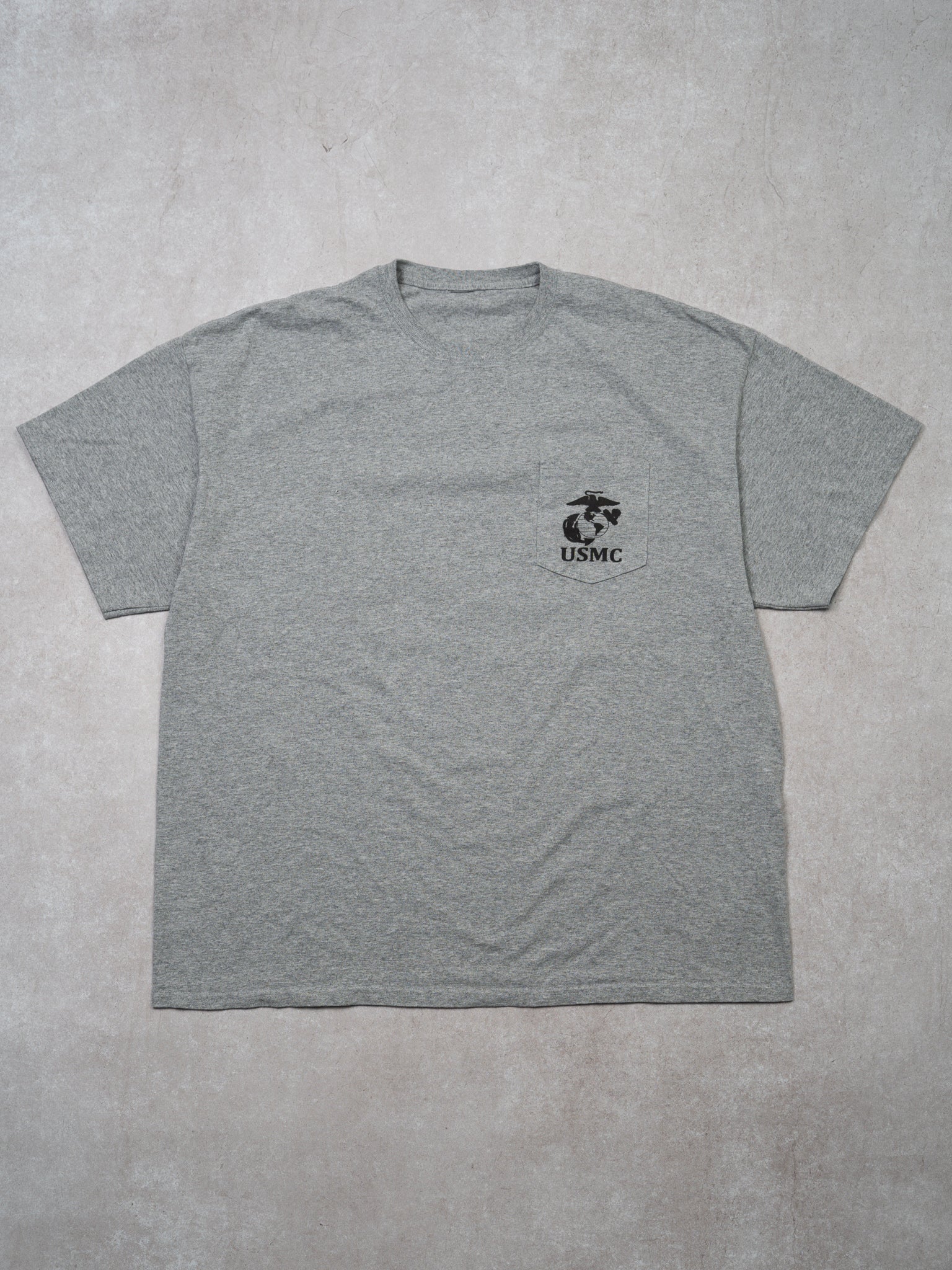 Vintage Grey USMC Salty Old Marine Pocket Tee (L)