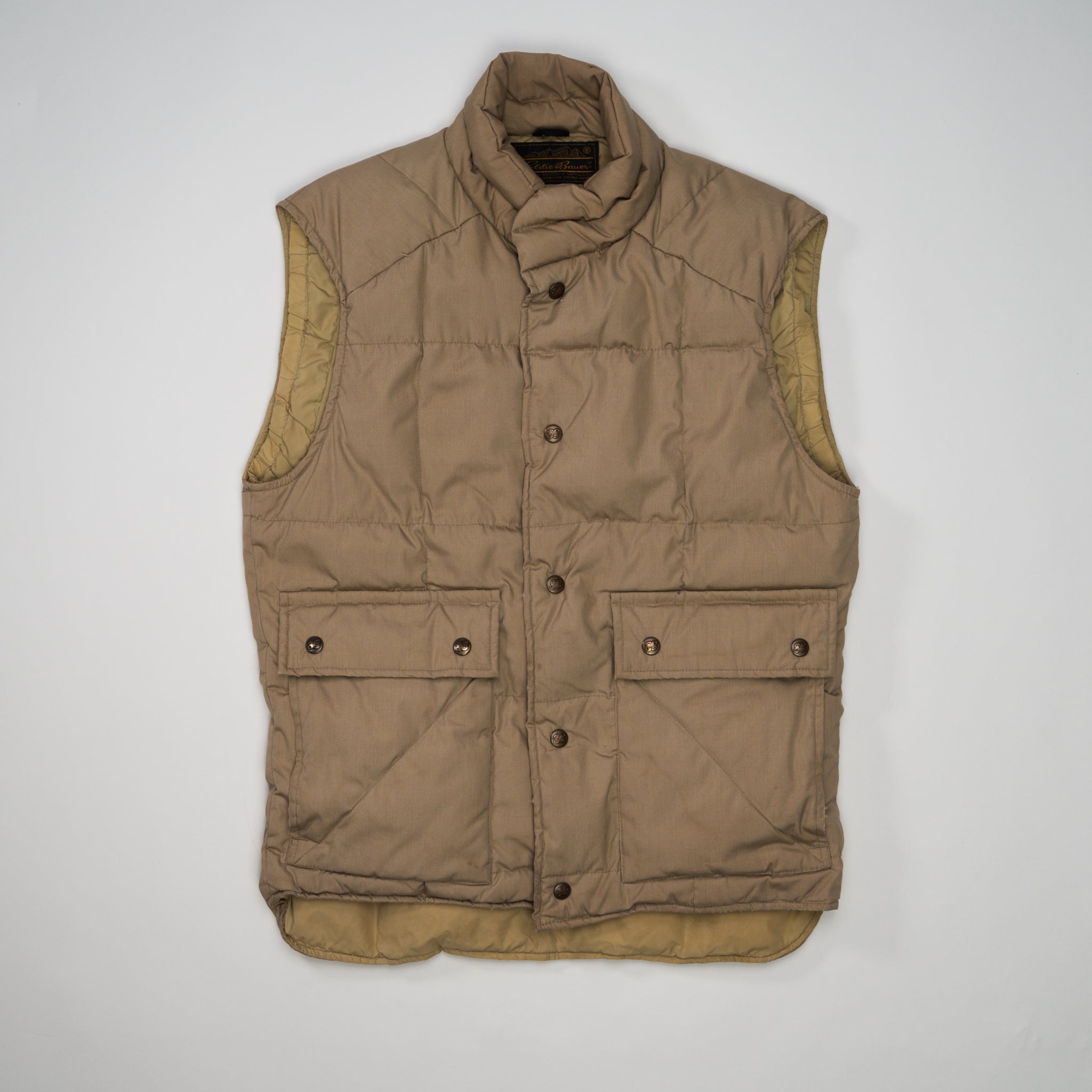 Vintage Beige Eddie Bauer Utility Puffer Vest (M)