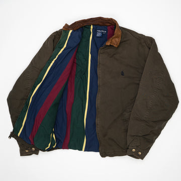 Vintage 90s Brown Nautica Collared Jacket (XL) | Rebalance Vintage.