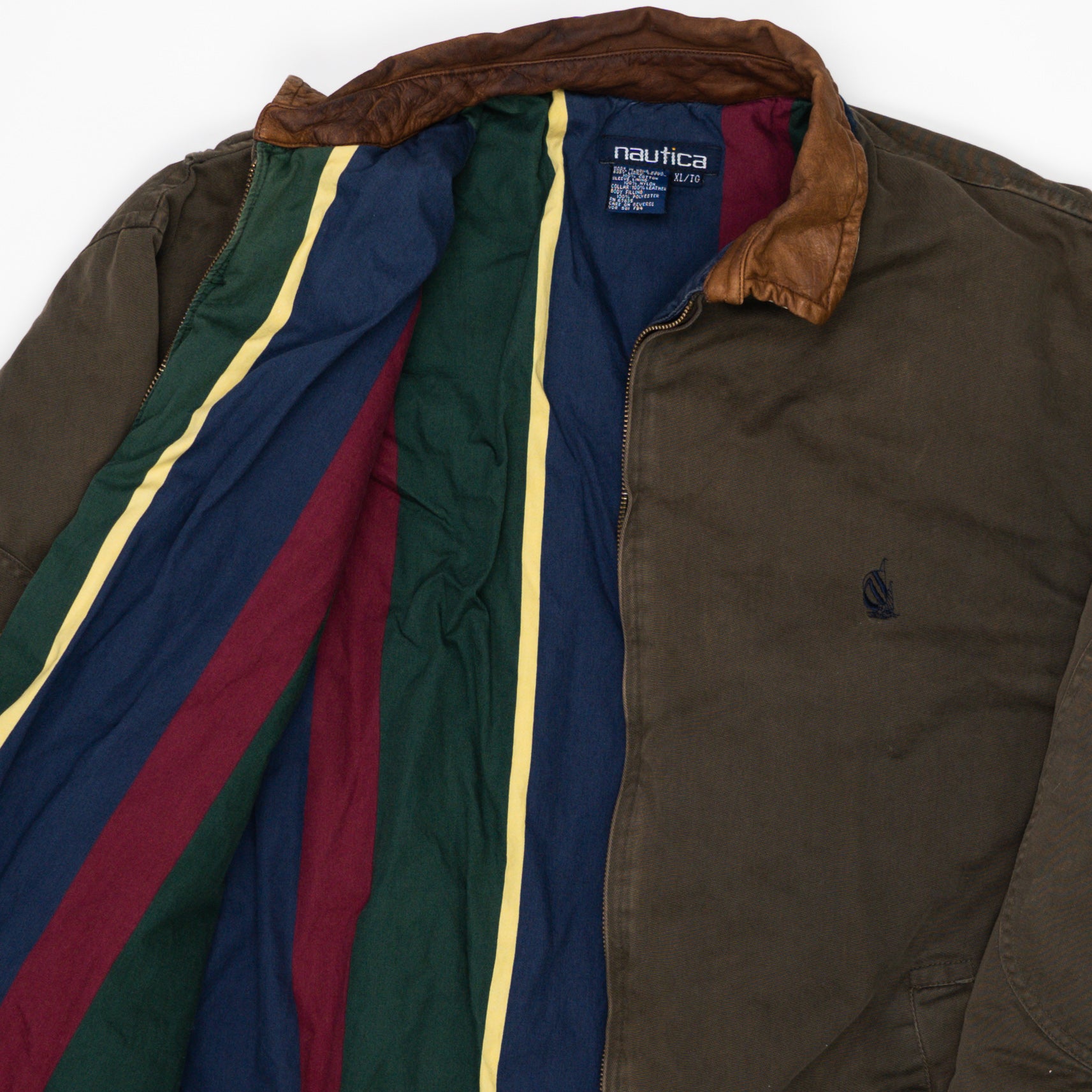 Vintage 90s Brown Nautica Collared Jacket (XL) | Rebalance Vintage.
