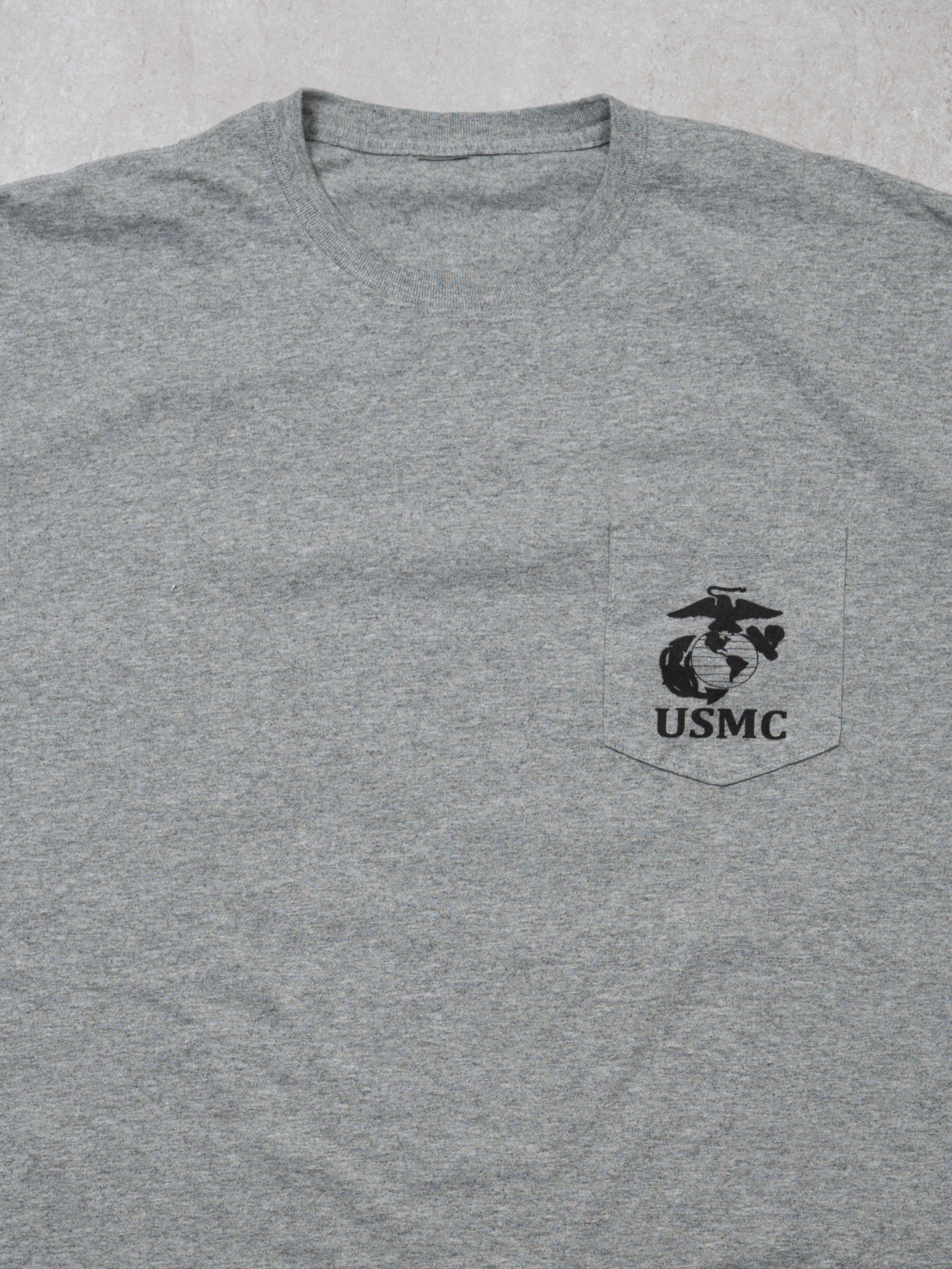 Vintage Grey USMC Salty Old Marine Pocket Tee (L)