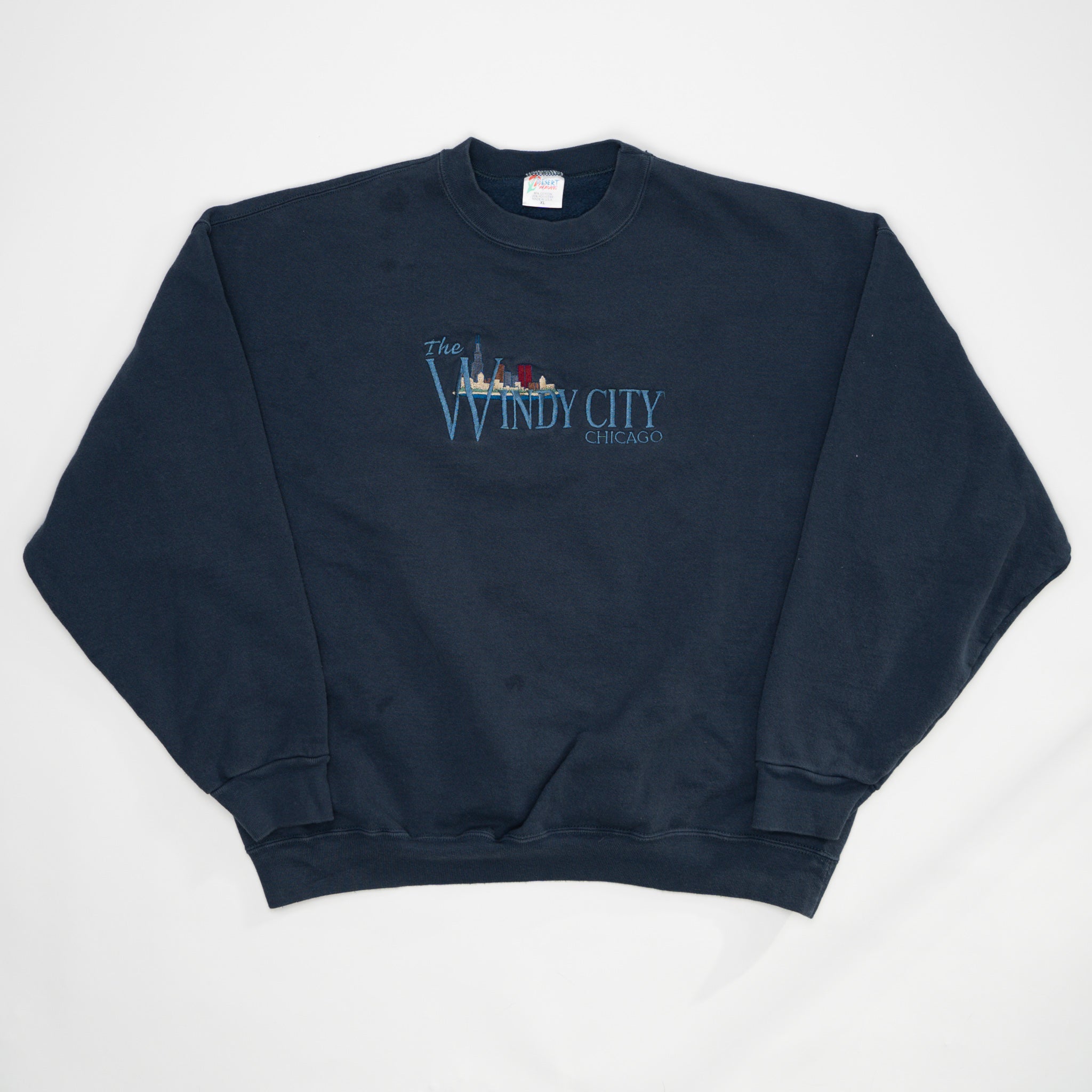 Vintage 90s Blue Windy City Chicago Crewneck (L) | Rebalance Vintage.