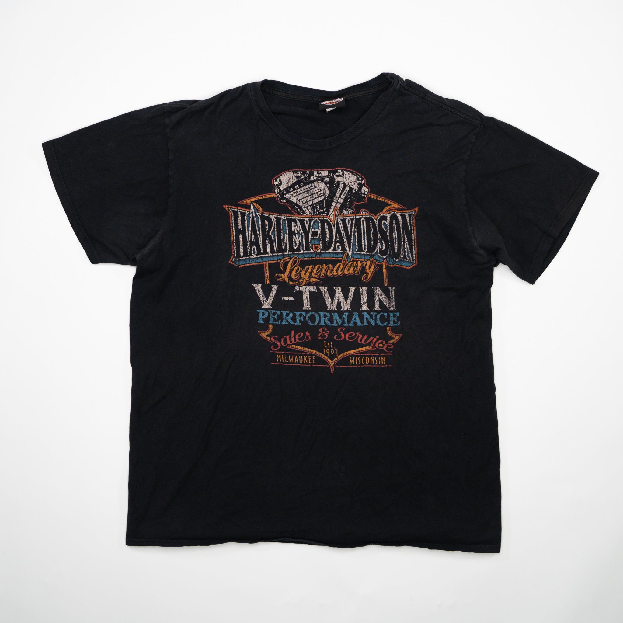 Black Harley Davidson V-Twin Performance Richmond Hill Tee (L)